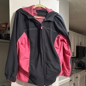 Black and Pink Hooded Jacket
